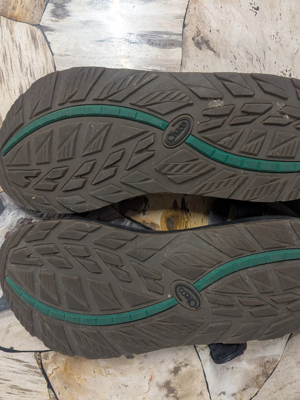 Black Chacos Strappy Outdoor Sandals with Green Plaid Accent